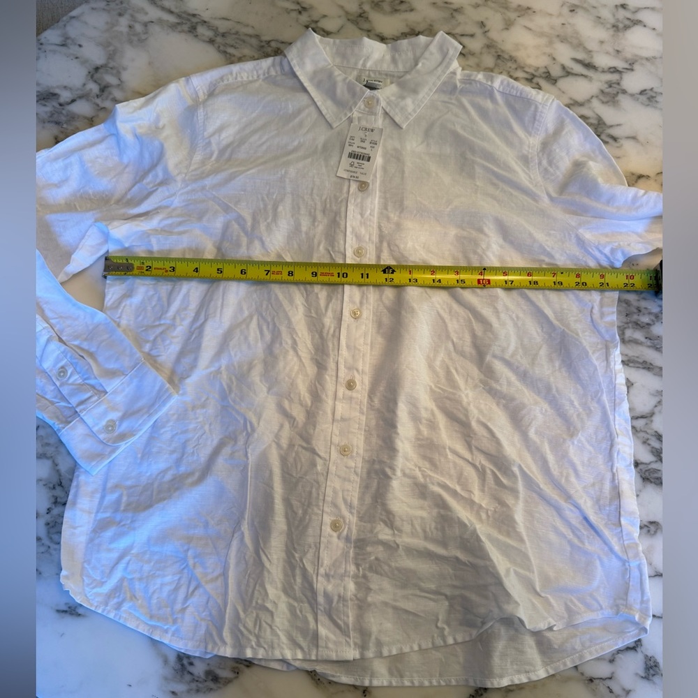 NWT J. Crew  White Linen Botton Blend Button Down Shirt l L - Picture 3 of 6
